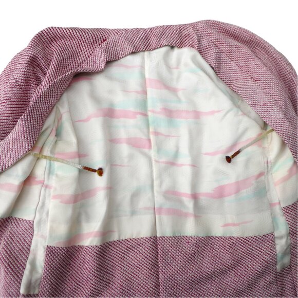 Japanese Kimono Ethnic Hand Crafted Embossed Lining Red White 3D Textured Tie - Picture 5 of 10